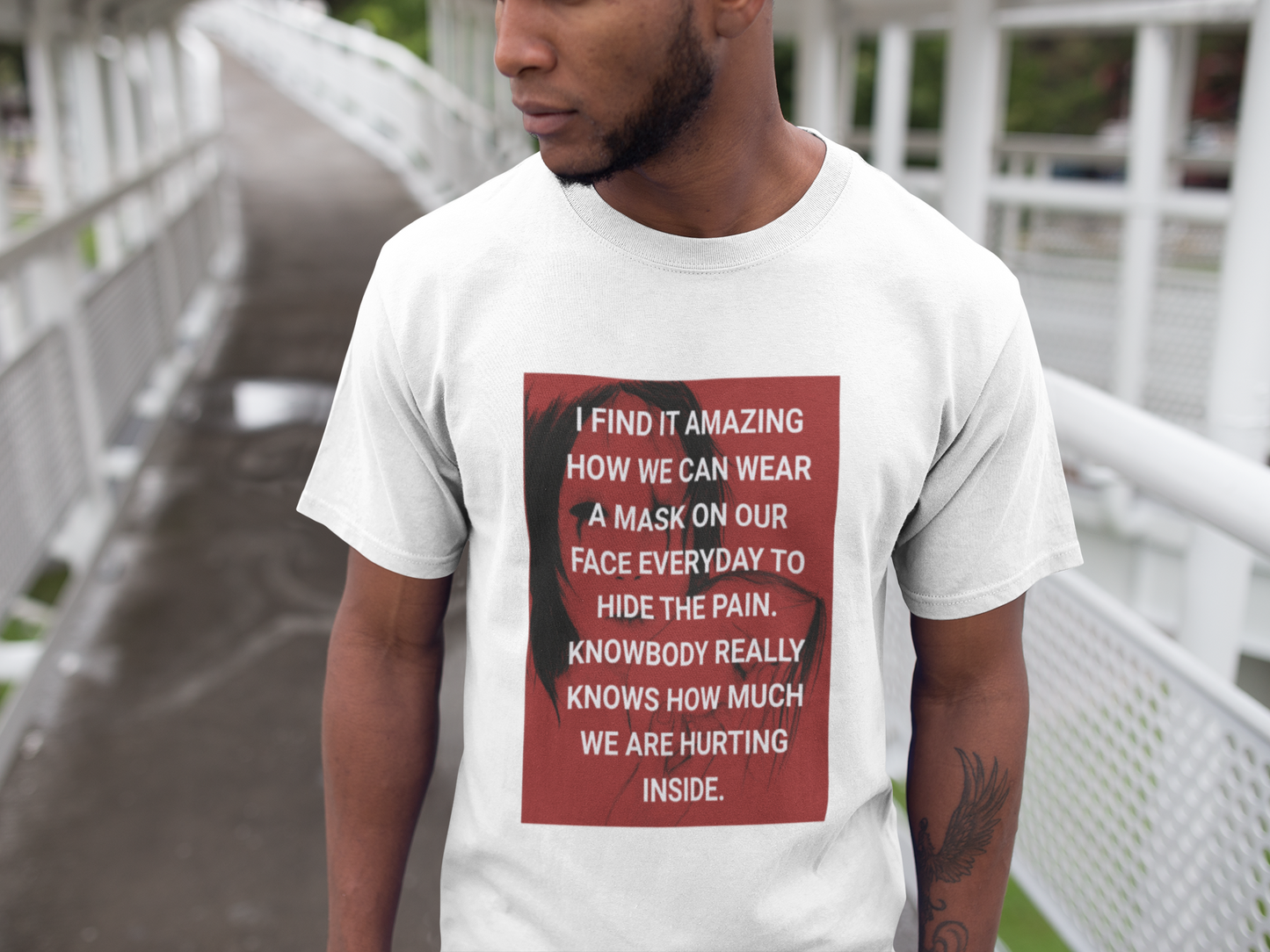 I FIND IT AMAZING HOW WE CAN WEAR A MASK ON OUR FACE EVERYDAY TO HIDE THE PAIN. KNOWBODY REALLY KNOWS HOW MUCH WE ARE HURTING INSIDE.