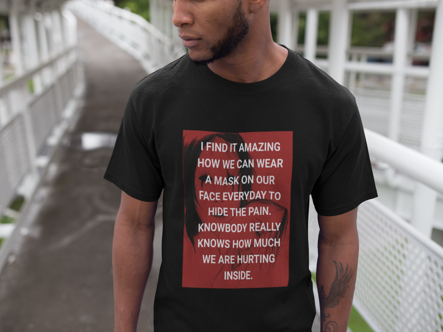 I FIND IT AMAZING HOW WE CAN WEAR A MASK ON OUR FACE EVERYDAY TO HIDE THE PAIN. KNOWBODY REALLY KNOWS HOW MUCH WE ARE HURTING INSIDE.