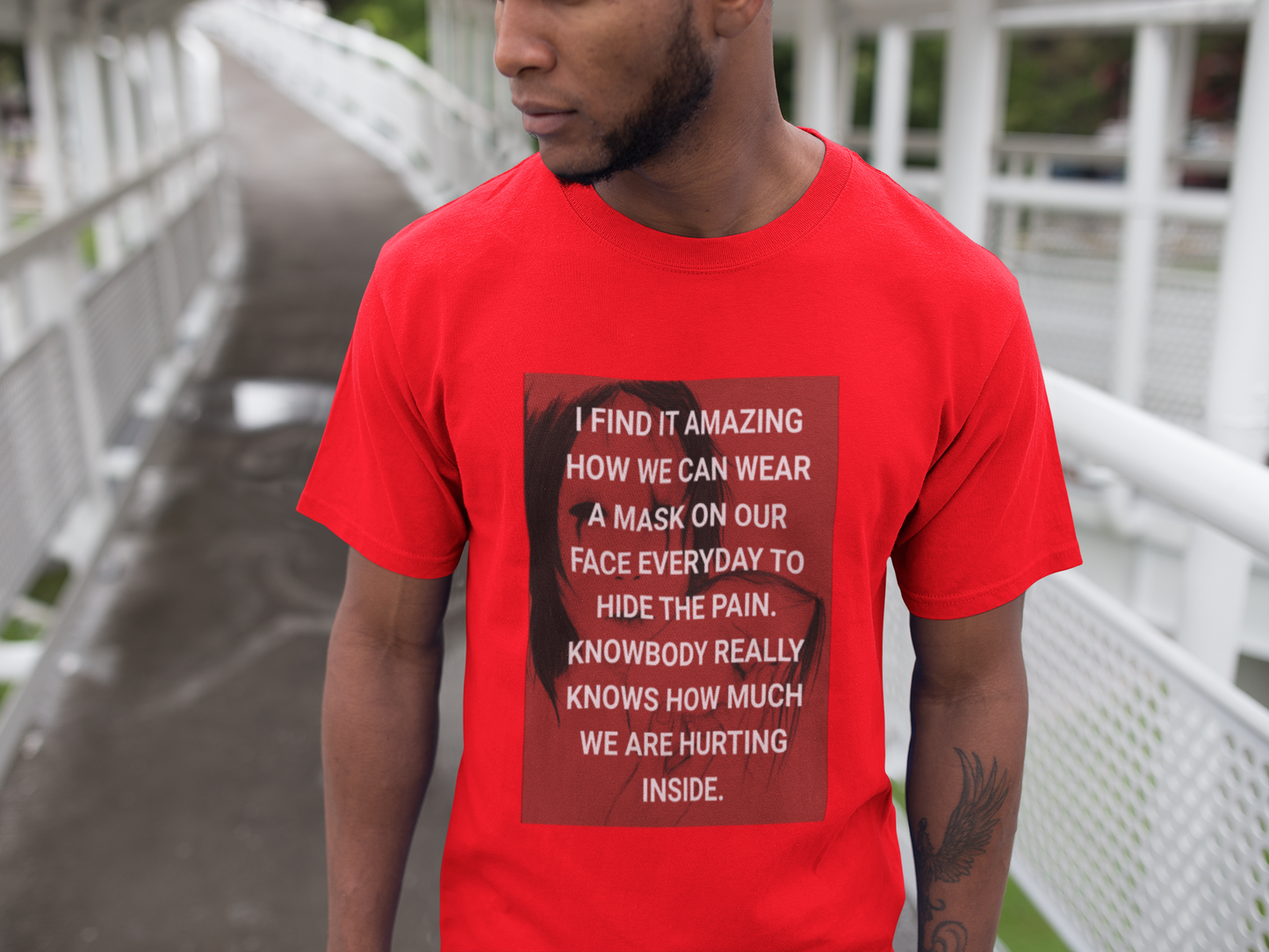 I FIND IT AMAZING HOW WE CAN WEAR A MASK ON OUR FACE EVERYDAY TO HIDE THE PAIN. KNOWBODY REALLY KNOWS HOW MUCH WE ARE HURTING INSIDE.